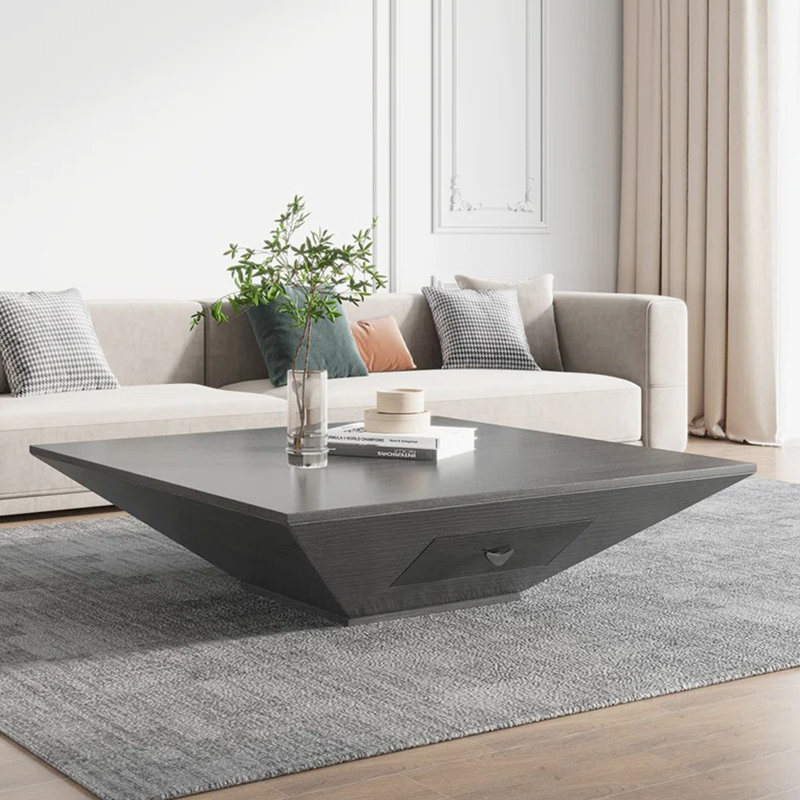 Latitude Run® Jecoa Modern Square Drum Coffee Table, Minimalist Wood